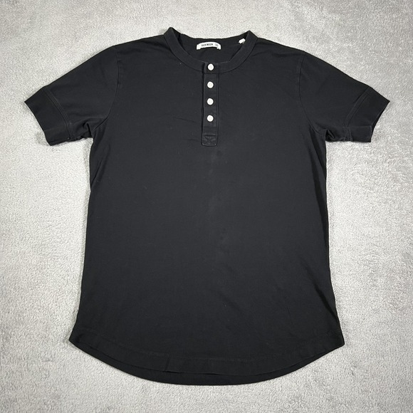 Buck Mason Shirt Mens XS Black Henley Curve Hem Tee USA Made Cotton - Picture 1 of 12